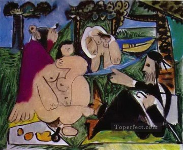  1960 Pintura al %c3%b3leo - Almuerzo sobre la hierba después de Manet 1960 Desnudo abstracto